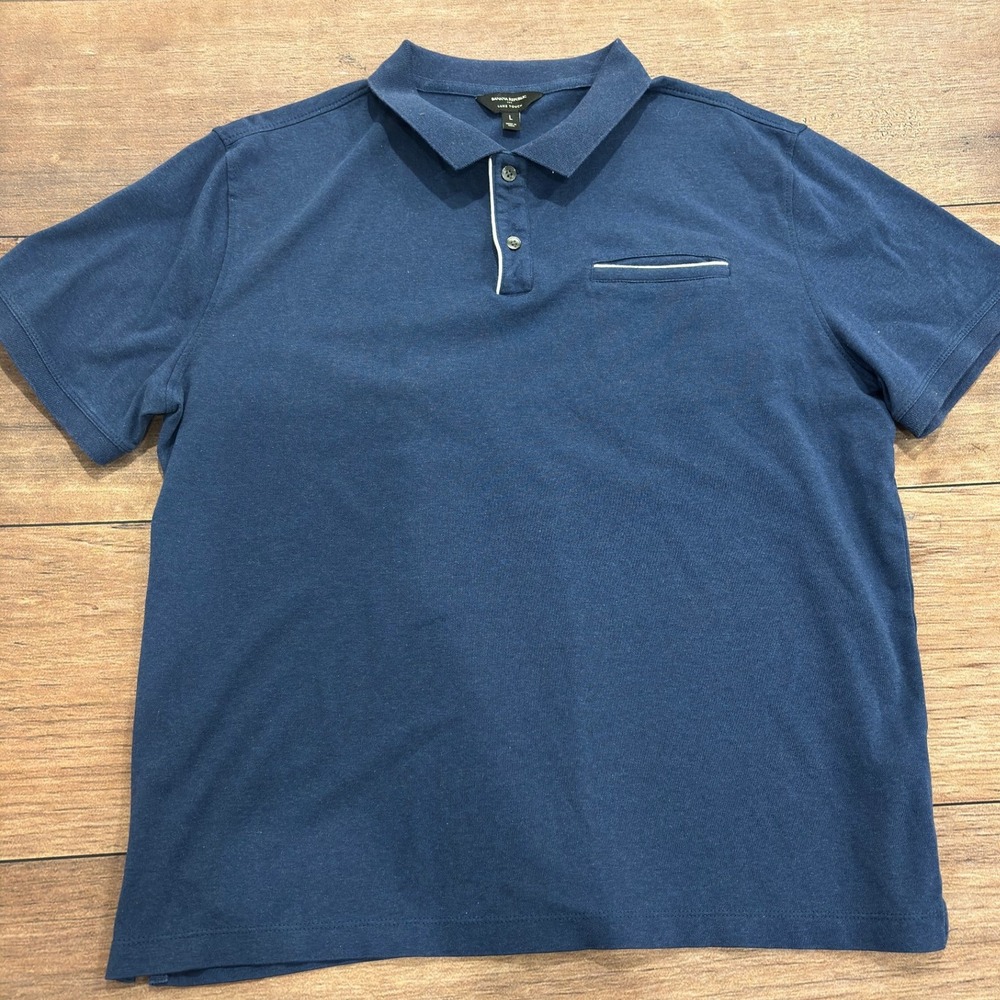 Banana Republic Luxe Touch Polo Shirt Mens Large Blue Short Sleeve S/667166-00